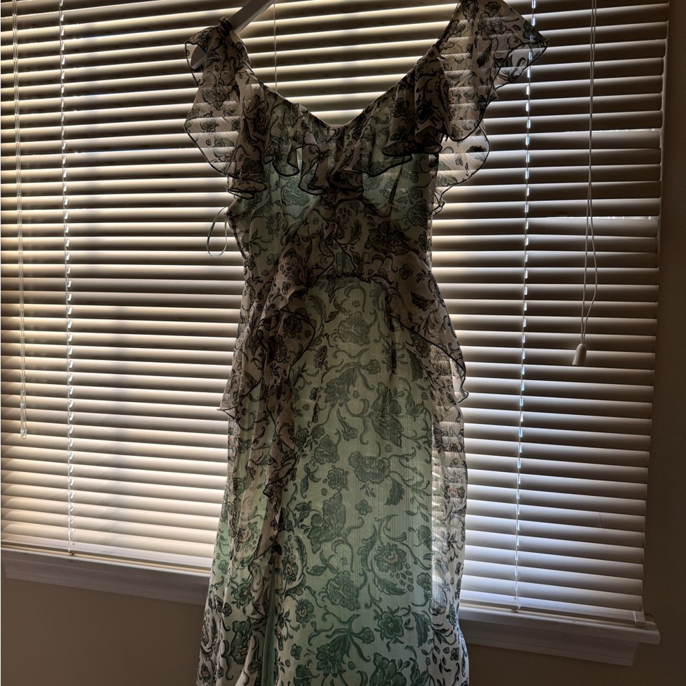 Zara Green Floral Patterned Dress